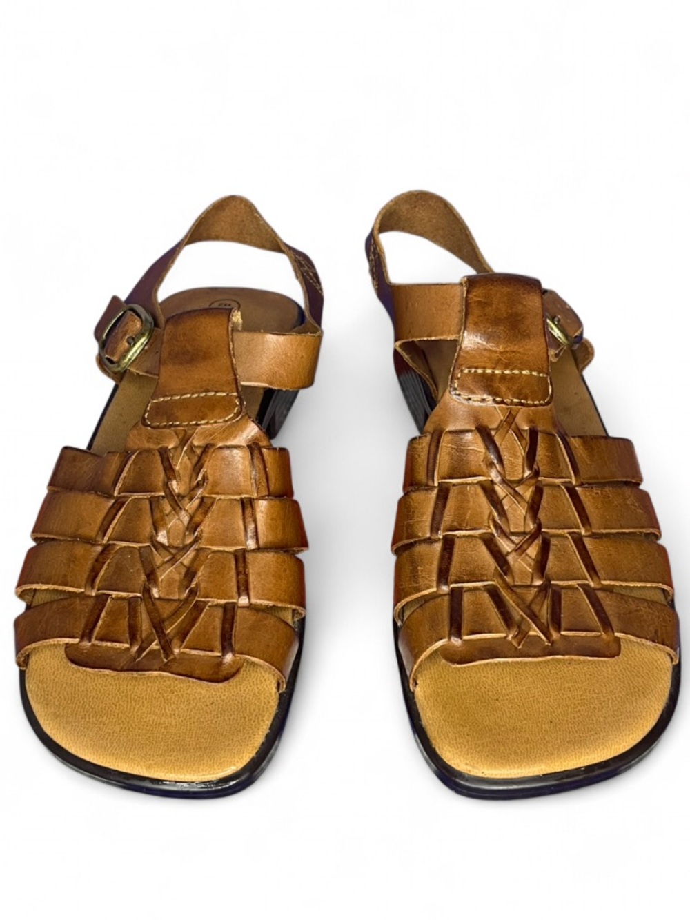 Y2k Vintage Brown Genuine Leather Fisherman Women’s Unisex Casual Sandals 6